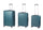 Set 3 Valigie Trolley Rigido 4 Ruote con Combinazione in ABS Ravizzoni Stelvio Verde Bottiglia