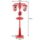 Lampione Natale con Luce LED Scena Natalizia Neve Motorizzata Musica 188 cm Rosso