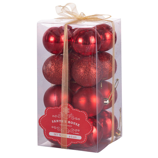 prezzo Set 16 Palle di Natale Ø5 cm in Plastica Rosso