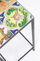 Set 6 Tavolini da Giardino in Acciaio con Piano in Ceramica a Mosaico Paloma Nero