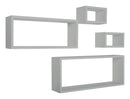 Set 3 Mensole Cubo da Parete Quadrato e Rettangolare in Fibra di Legno Merlino Grigio Sasso