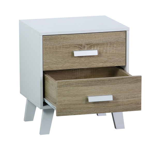 prezzo Comodino 2 Cassetti 40x34x45 cm in Pannello Truciolare Bianco/Sonoma