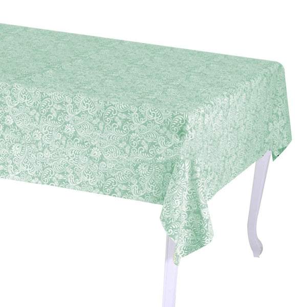acquista Tovaglia Rettangolare 140x240 cm in Cotone 180 GSM Flora Jaquard Verde Salvia