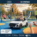 Macchina Elettrica per Bambini Licenza Audi RS 3 Sportback 12V Sedili in Pelle e Telecomando Bianco