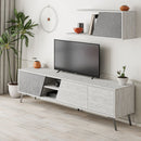 Mobile TV 1 Anta e Mensola 48x35,6x180 cm in MDF Fiona Bianco e Grigio