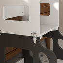 Scala Montessori 4 in 1 con Lavagna e Set Tavolo Sedie Legno Bianco 58x46x92cm      