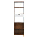 Libreria 8 Ripiani 1 Cassetto 53x185x30 cm in Legno Melaminico Zebrano e Bianco Opaco