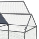 Gabbia per Conigli da Esterno 198x100x120 cm in Acciaio e Tessuto Oxford Verde e Argento