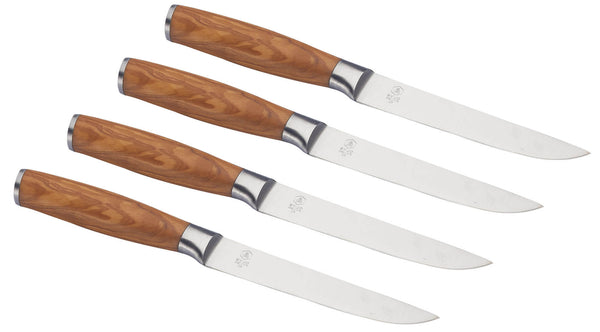 prezzo Set 4 Coltelli da Bistecca Lama Liscia Manico in Legno di Olivo