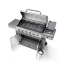 Barbecue a Gas GPL 6 Fuochi + 1 Fornello Laterale Ompagrill Indianapolis 7/B in Acciaio Inox