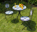 Set Tavolo e 2 Sedie Pieghevoli da Giardino con Mosaico in Metallo Cagliari
