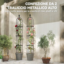 Set 2 Supporti per Piante Rampicanti Alti 170 cm in Acciaio Antiruggine Nero      