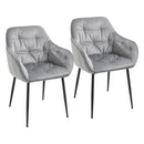 Set 2 Sedie Imbottite 59,5x55,5x83,5 cm in Velluto Grigie