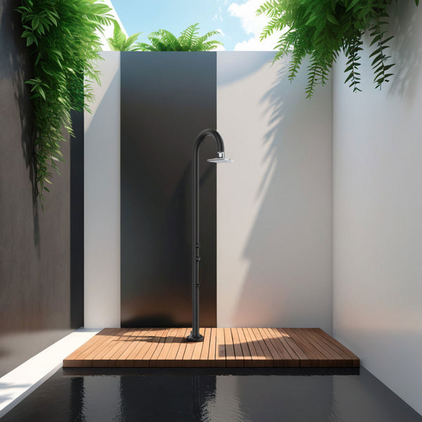 Doccia da Giardino in Alluminio Soffione LED Quadrato con Termometro LCD Sined Luna Alu Nero acquista