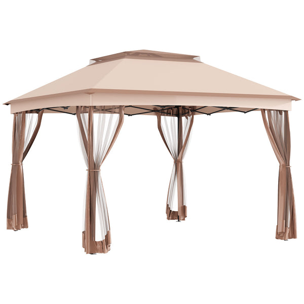 Gazebo Doppio Tetto Impermeabile con Zanzariere Marrone 3,25x3,25 m sconto