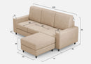 Divano 3 Posti con Pouf 208x155x85 cm Sakar in Tessuto Beige
