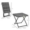 Tavolino da Giardino Pieghevole Salvaspazio 40x40x40 cm in Rattan Sintetico e Acciaio Grigio