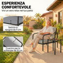 Set 3 Pezzi da Pranzo Bistrò con 2 Sedie con Cuscini Spessi Tavolino con Piano in Vetro Temperato in Acciaio Nero      