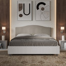 Letto Matrimoniale con Rete e Contenitore Alzata Comoda Struttura Bianco Frassico e Testata in Similpelle Grace Tortora Varie Misure