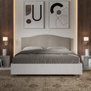 Letto Matrimoniale con Rete e Contenitore Alzata Comoda Struttura Bianco Frassico e Testata in Similpelle Grace Tortora Varie Misure