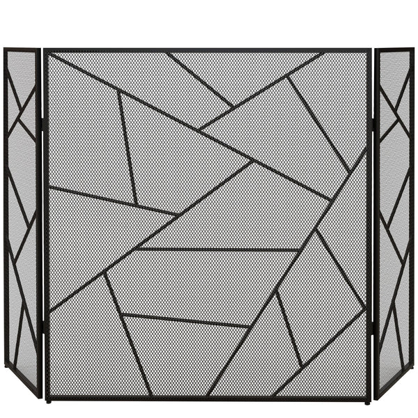 Parascintille con Antine 135x1,2x85 cm Pieghevole a 3 Pannelli Design Geometrico in Acciaio Nero online