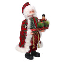 Babbo natale in tessuto damascato rosso con pacchi regalo cm xh30