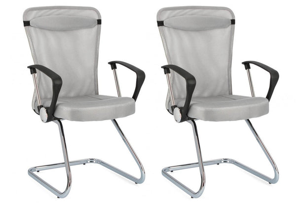 acquista Set 2 Poltrone Con Braccioli 57,5x59x47,51 cm Kingston in Tessuto Grigio