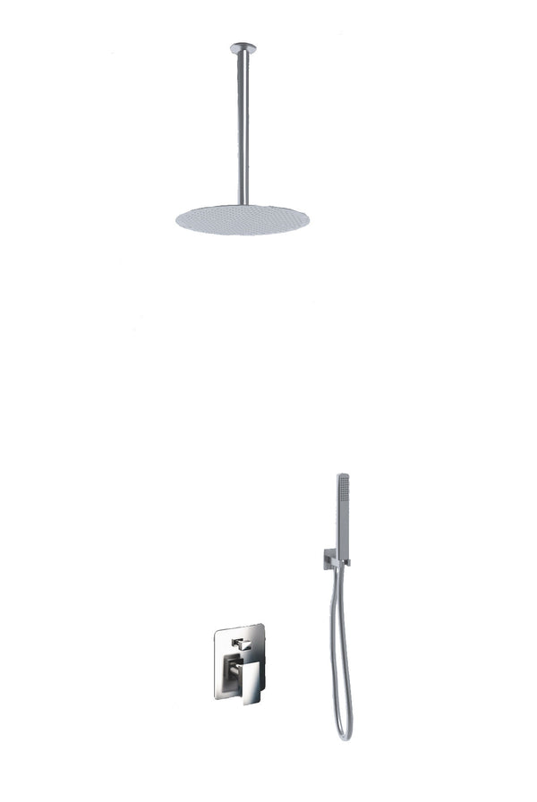 Kit Doccia Soffione Doccino e Miscelatore in Acciaio Inox Ø25 cm da Soffitto Round sconto