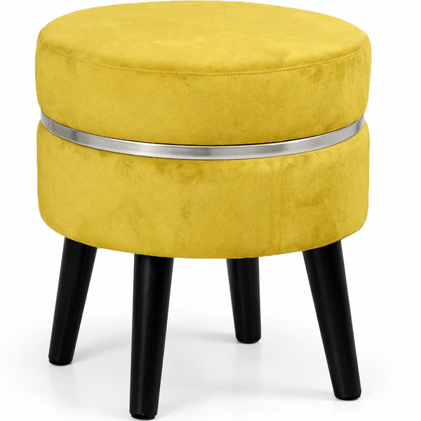 Pouf Sgabello Ø35x40,5 cm Design Moderno Poggiapiedi con Rivestimento in Velluto Mostarda online