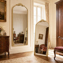 Specchio da Terra e da Appoggio Stile Vintage 75x180 cm in Vetro Temperato e Metallo Oro      