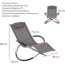 Sdraio da Giardino Ellittica 174x78x86 cm Telo in Textilene Antracite