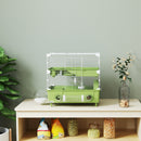 Gabbia per Criceti a 2 Livelli 44,5x28x44 cm 3 Porte con Ruota e Tubi Verde e Bianco   