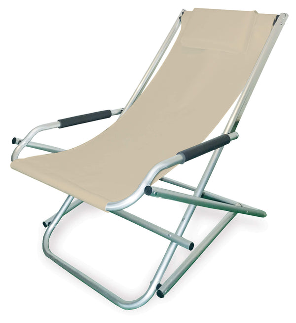 sconto Sedia Sdraio Basculante Pieghevole in Alluminio Beige
