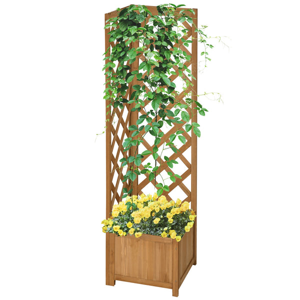 online Fioriera da Esterno ad Angolo 40x40x145 cm con Grigliato per Rampicanti in Legno di Abete Marrone