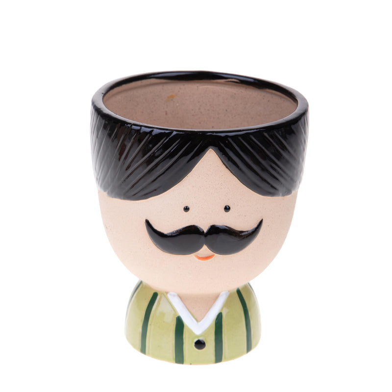 Set 2 Vasi Testa con Baffi Ø 12,5 H 14 cm