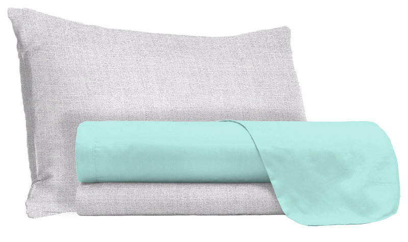 Set Lenzuola Sopra Sotto e Federe in Cotone Verde Acqua Varie Misure