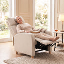 Poltrona Relax 67x157x87 cm Reclinabile Manualmente a 135° con Poggiapiedi in Tessuto Beige      
