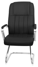 Sedia Attesa da Ufficio 59x67x105 cm in Acciaio e Similpelle Nera