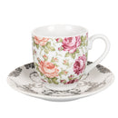 Set 6 Tazzine da Caffè con Piattino Ø5,5x6 cm in Porcellana VdE Tivoli 1996 Rose Baroque