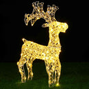 Renna Natalizia Luminosa 3D 90x50x12 cm 200 LED in Cristalli Acrilici e Metallo Bianco Caldo      