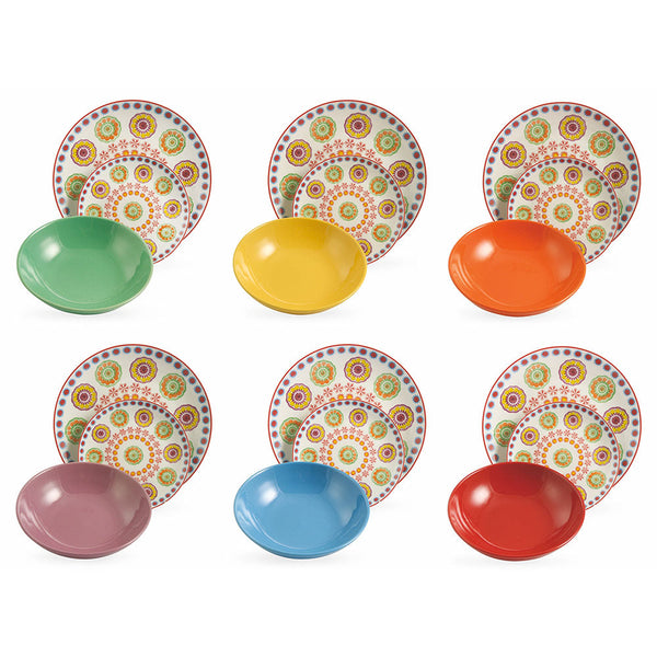 Servizio Piatti 18 Pezzi in Porcellana e Gres Villa d'Este Hippy sconto