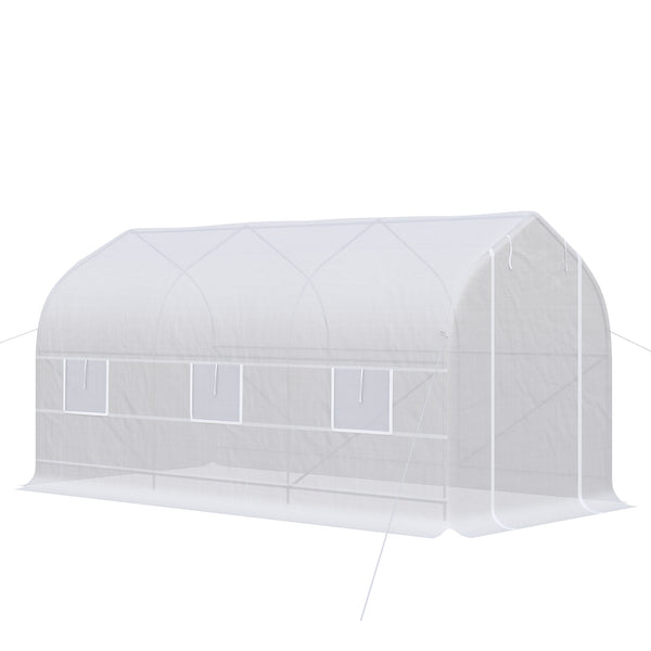 prezzo Serra a Tunnel Anti-UV 4x2x2 m con 6 Finestre a Rete e Ingresso Arrotolabile in Metallo e PE Bianco