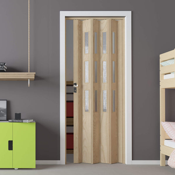 Porta a Soffietto da Interno 88,5x214 cm in PVC con Vetro Satinato Florance Cedro online