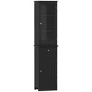 Mobile Colonna Bagno Salvaspazio 40x27x171,5 cm con Armadietto Cassetto e Ripiani in MDF Nero      