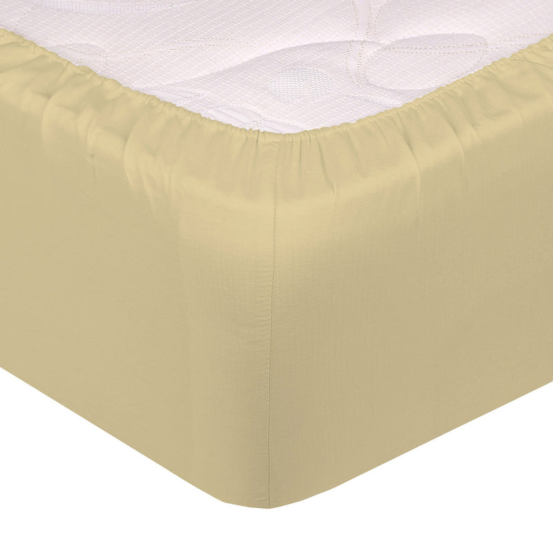 Lenzuolo Sotto con Angoli ed Elastico Tinta Unita Panna Varie Misure