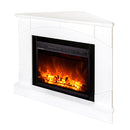 Camino Elettrico da Pavimento ad Angolo 85x106x53 cm Effetto Fiamma 1500W Madeira & lorance Bianco