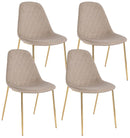 Set 4 Sedie 48x55x85 cm in Poliestere Effetto Velluto Tortora