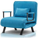 Poltrona Letto Reclinabile Chaise Lounge con Seduta Imbottita Convertibile Blu