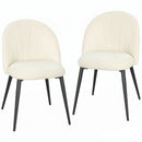 Set di 2 Sedie Sala da Pranzo 52x55x79 cm con Schienale a Conchiglia e Gambe in Metallo Rivestite in Velluto Crema      