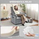 Poltrona Reclinabile con Riscaldamento, 8 Punti Massaggio e 5 Modalità 82x99x106 cm in Tessuto Effetto Velluto Grigio   